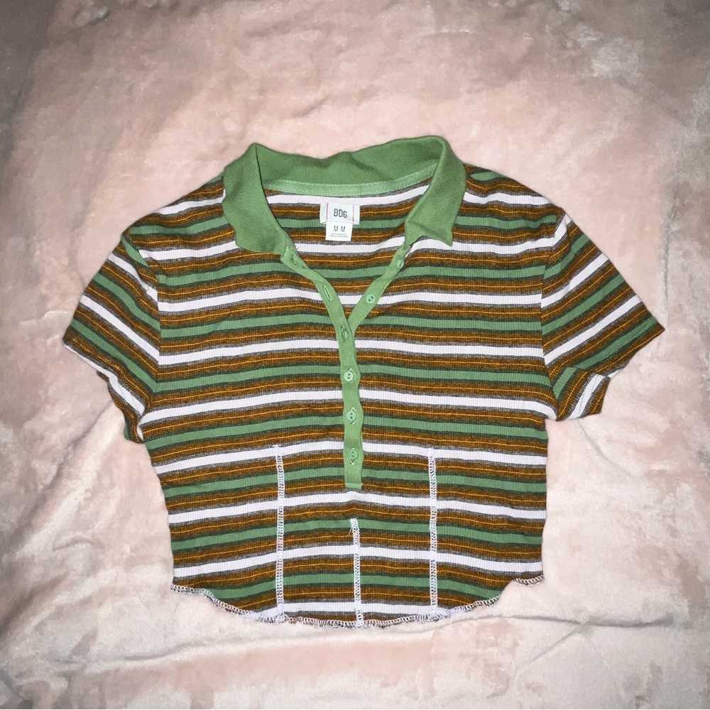 BDG crop top with stripes💚🧡🤍